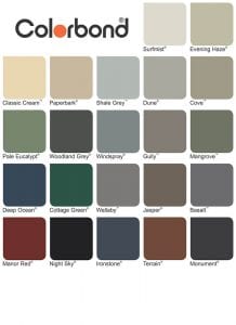 colorbond woodland grey colour chart