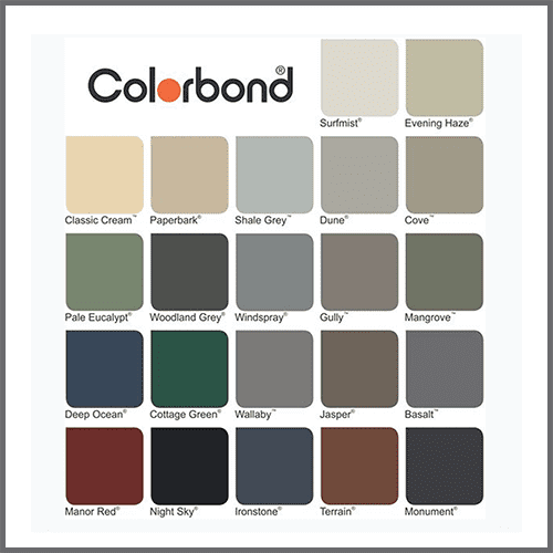 colorbond colours steel