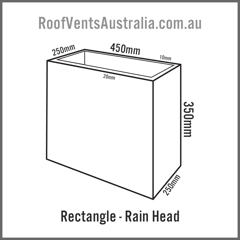 rainwater head measurements square