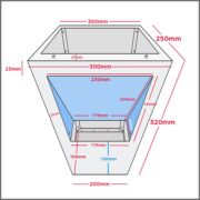 tapered rain head with custom design blind overflow - front view 1